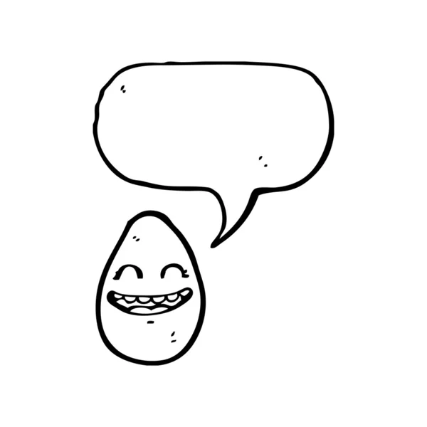 Happy egg cartoon character with speech bubble — Wektor stockowy