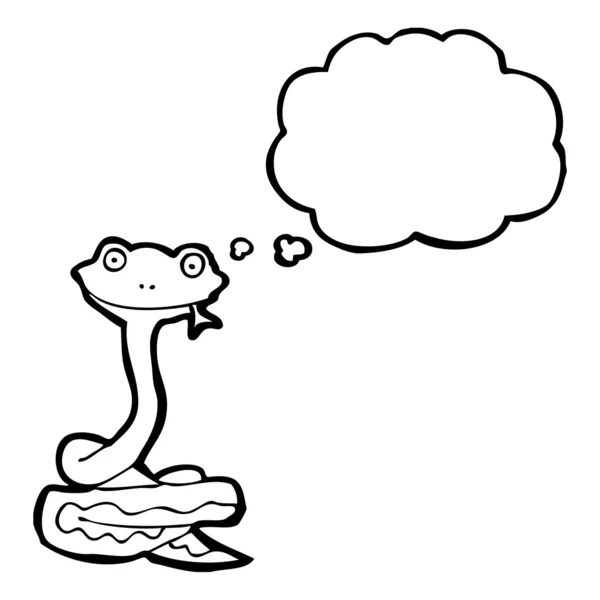 Freundliche Schlange mit Gedankenblase — Stockvektor