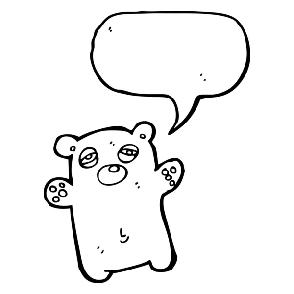 Very tired teddy bear with speech bubble — Stock Vector