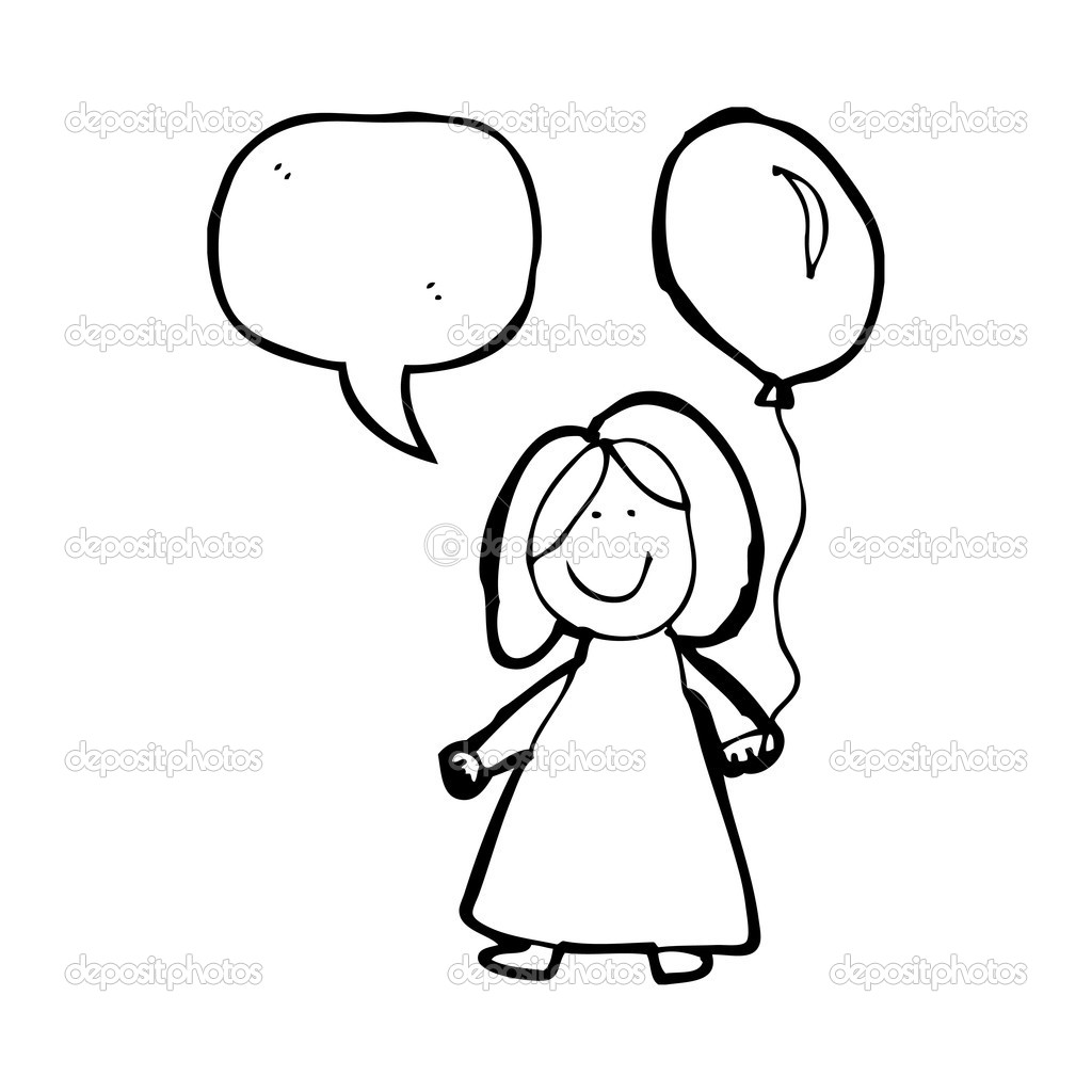 Rysunek Z Dziewczyną Z Balonem Grafika Wektorowa