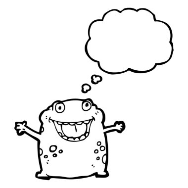 düşünce balonu ile heyecanlı kurbağa