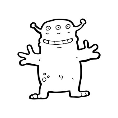 mutlu uzaylı karikatür