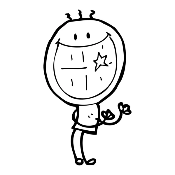 Cartoon doodle man med cheesy grin — Stock vektor