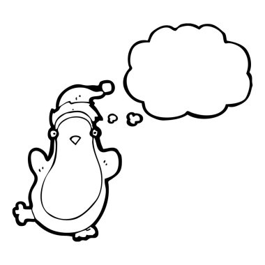 Noel penguen düşünce balonu ile dancing