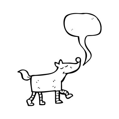 konuşma balonu ile yürüyen köpek
