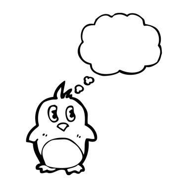 düşünce balonu olan penguen