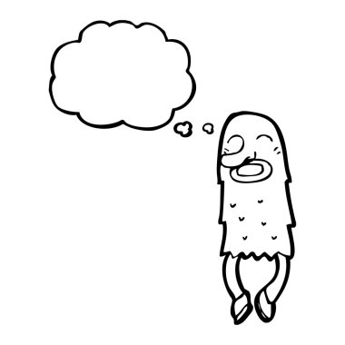 Funny hairy monster with thought bubble
