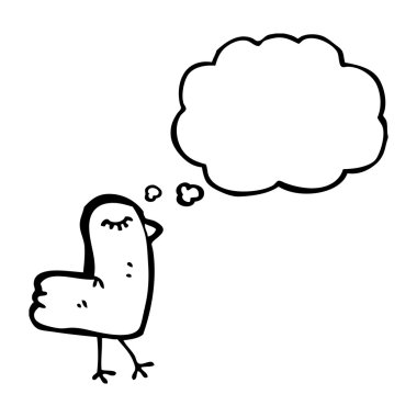 düşünce balonu ile küçük kuş