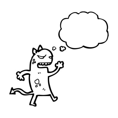 düşünce balonu ile küçük küçük şeytan