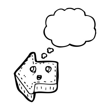 ok ile yüz ve düşünce balonu