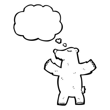 Kutup ayısı düşünce balonu ile karikatür