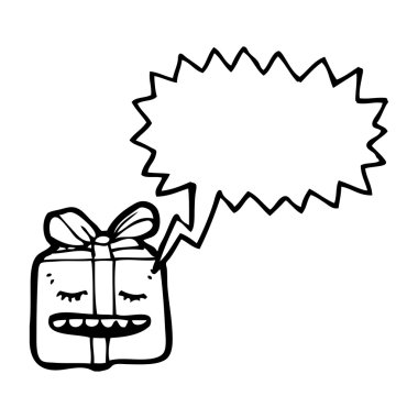 Retro karikatür konuşma balonu ile yılbaşı hediyesi