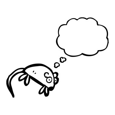 çizgi film beyaz fare ile düşünce balonu