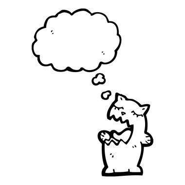 Düşünce baloncuklu çizgi film kedisi