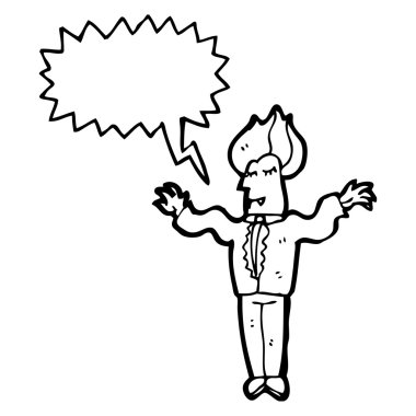 Konuşma balonu olan çizgi film vampiri.