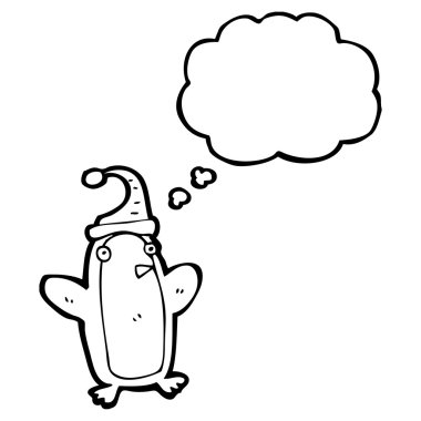 düşünce balonu ile komik penguen