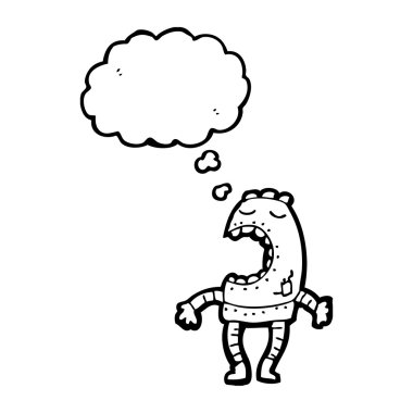 Düşünce baloncuklu çizgi film robotu