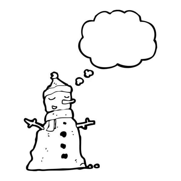 Snowman with thought bubble — Stock Vector