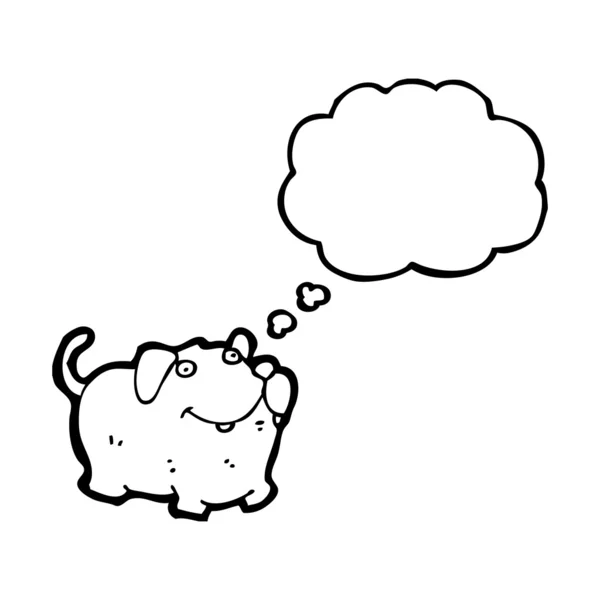 思考バブルと脂肪小さな犬 — ストックベクタ