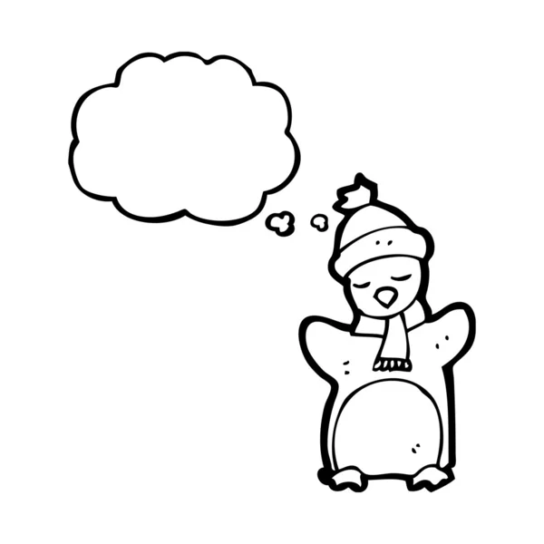 企鹅在帽子和围巾 — 图库矢量图片