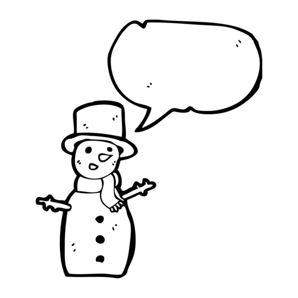Happy Snowman dengan meskipun gelembung - Stok Vektor