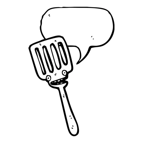 Spatula with face and speech bubble — Stock Vector