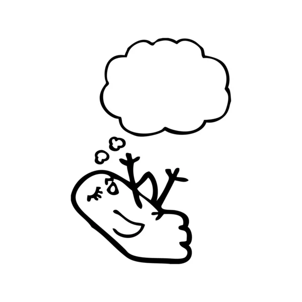 Petit oiseau endormi avec bulle de pensée — Image vectorielle
