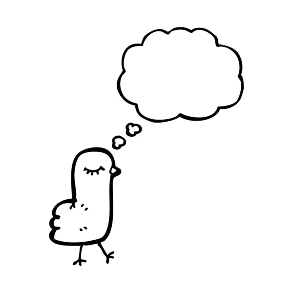 Petit oiseau avec bulle de pensée — Image vectorielle