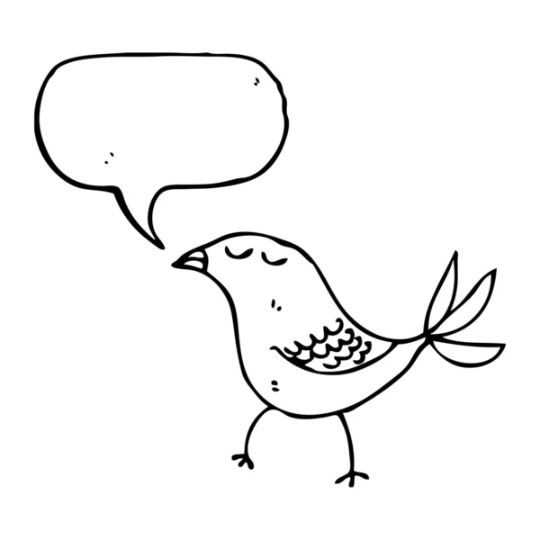 Doodle pássaro com bolha de fala —  Vetores de Stock