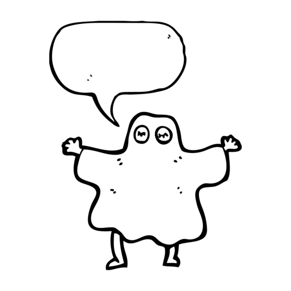 Man in ghost sheet with speech bubble — Stock Vector