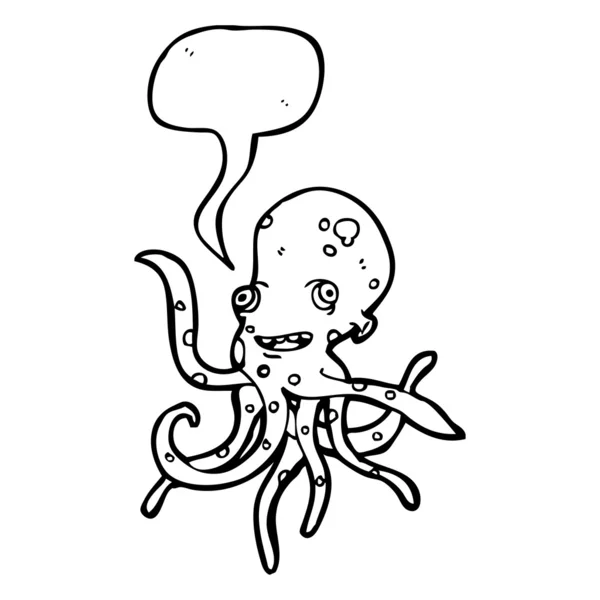 Happy octopus with speech bubble — Stock Vector