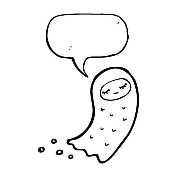 Fantasma flotante con burbuja de habla — Vector de stock