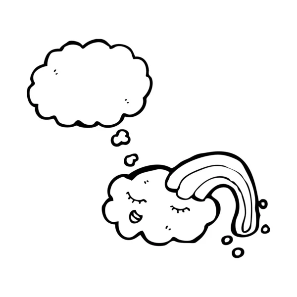 Regnbåge moln med tankebubbla — Stock vektor
