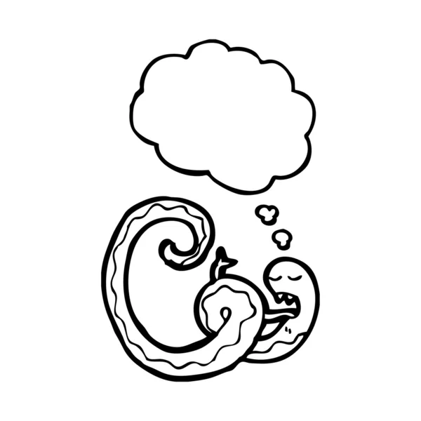 Serpent avec bulle de pensée — Image vectorielle