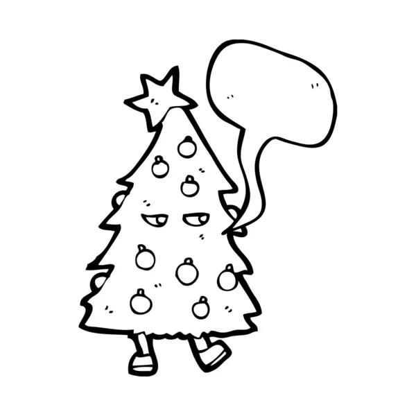 Christmas tree with legs cartoon — Stock Vector