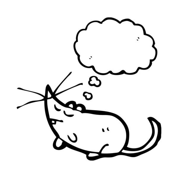 Çizgi film beyaz fare ile düşünce balonu — Stok Vektör