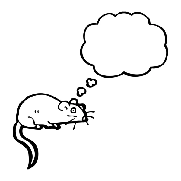 Γελοιογραφία λευκό ποντίκι με σκέψη φούσκα — Διανυσματικό Αρχείο