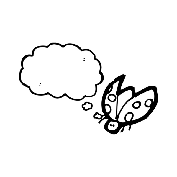 Coccinelle dessin animé avec bulle de pensée — Image vectorielle