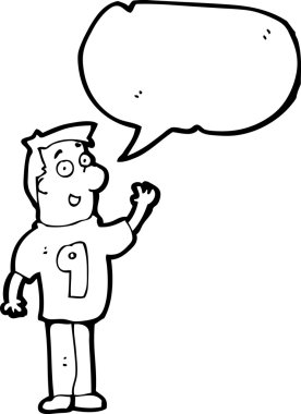 adam 9 numaralı forma sallayarak karikatür