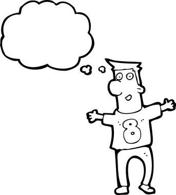 Sekiz numaralı forması giyen retro karikatür adam