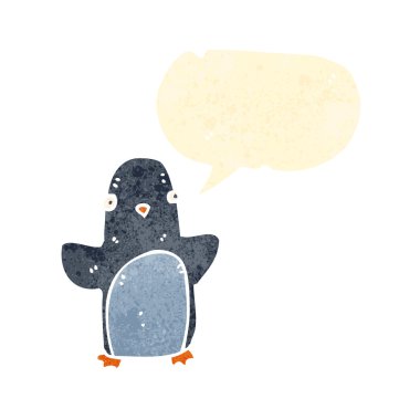 Retro küçük penguen karikatür
