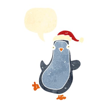 Retro küçük penguen karikatür