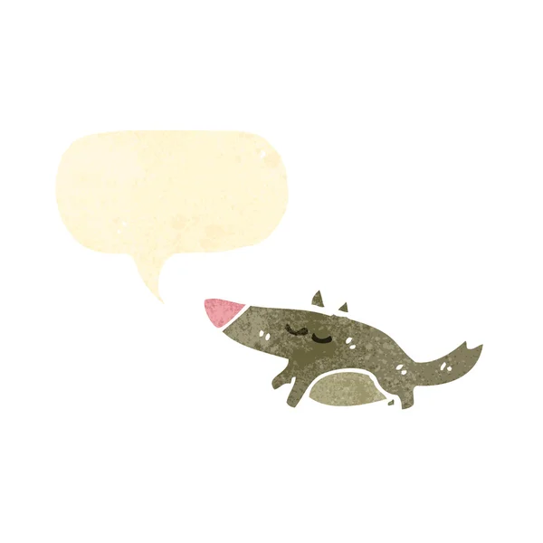 Petit chien de dessin animé rétro avec bulle vocale — Image vectorielle