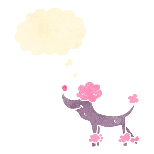 Retro poodle desenho animado com bolha de pensamento — Vetor de Stock