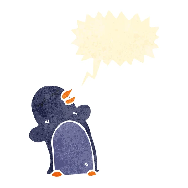 Pinguino cartone animato retrò — Vettoriale Stock