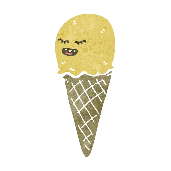 Personaje de cono de helado de dibujos animados retro — Archivo Imágenes Vectoriales