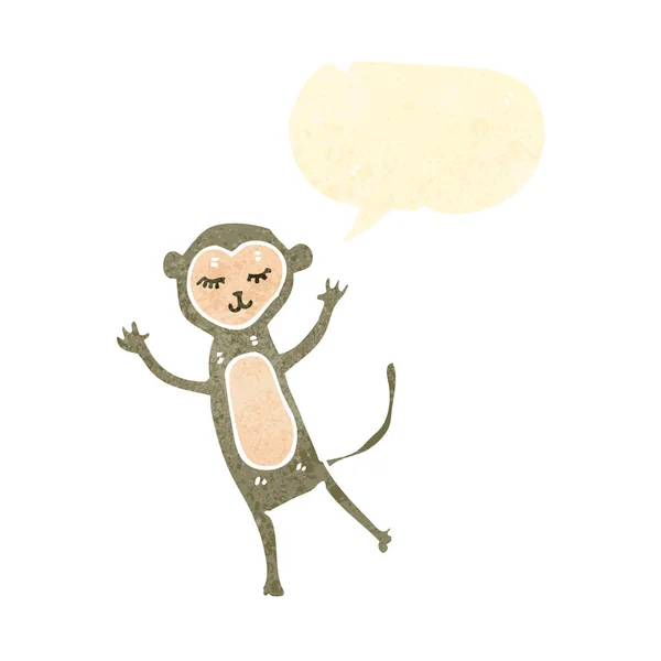Μαϊμού ρετρό κινουμένων σχεδίων με το συννεφάκι λόγου — Διανυσματικό Αρχείο