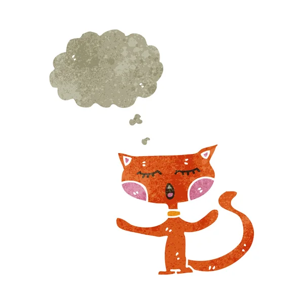 Kartun retro kucing jahe lucu dengan gelembung thougth - Stok Vektor