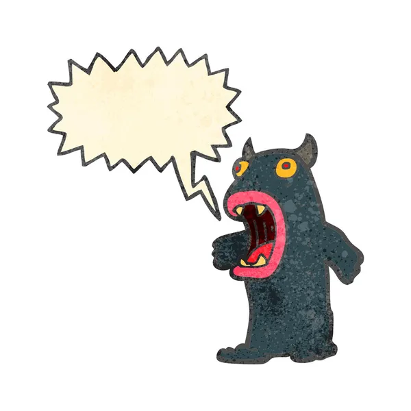 Retro kreskówka potwór owłosione z dymek — Wektor stockowy