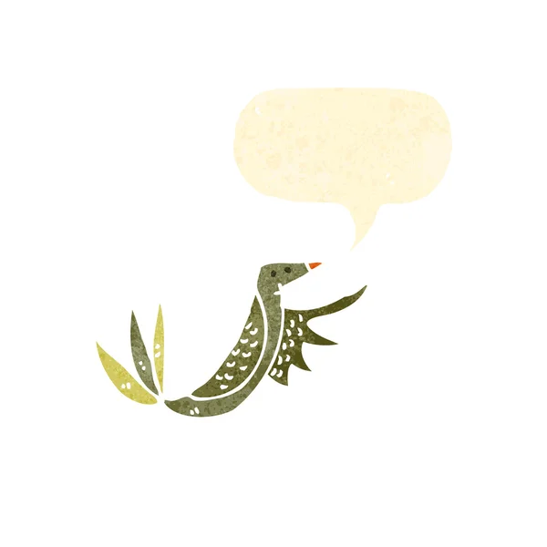Ретро мультяшная птица с речевым пузырем — стоковый вектор